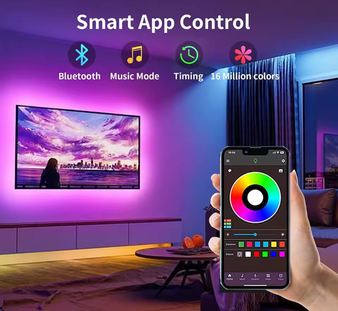 Banda LED Ambient RGB 5 METRII – Sincronizare Automată cu TV-ul