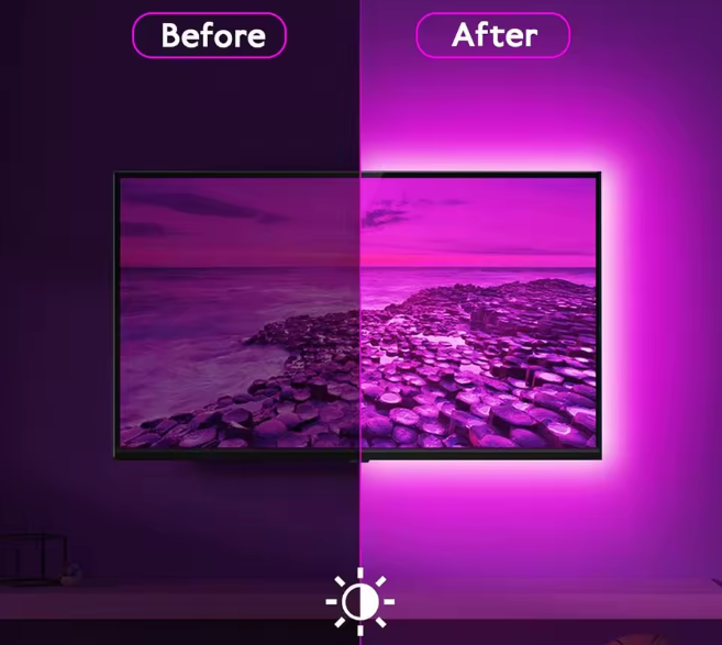 Banda LED Ambient RGB 5 METRII – Sincronizare Automată cu TV-ul