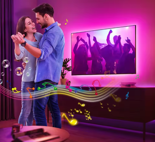 Banda LED Ambient RGB 5 METRII – Sincronizare Automată cu TV-ul